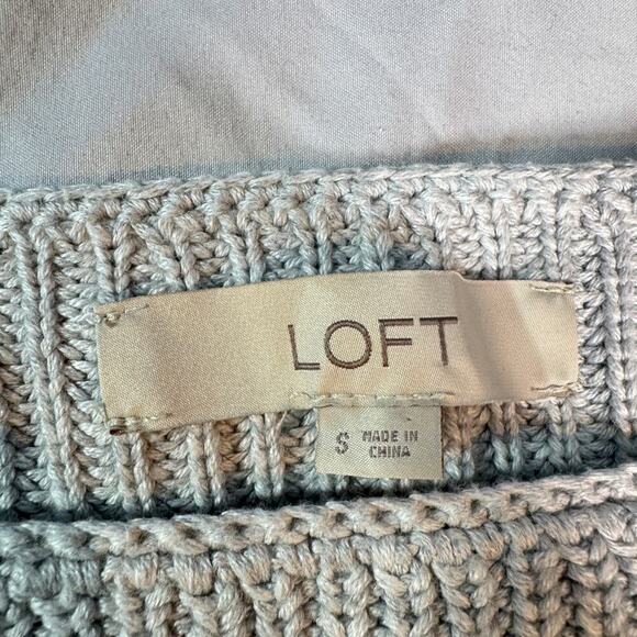 Loft Women's sz Small Gray Long Sleeve Sweater Ribbed Knit Pullover Sweater - Picture 3 of 8